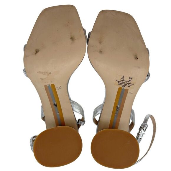 Sam Edelman Kia Block Heel Sandal Heel Soft Silver Leather Size 10 - Picture 7 of 13